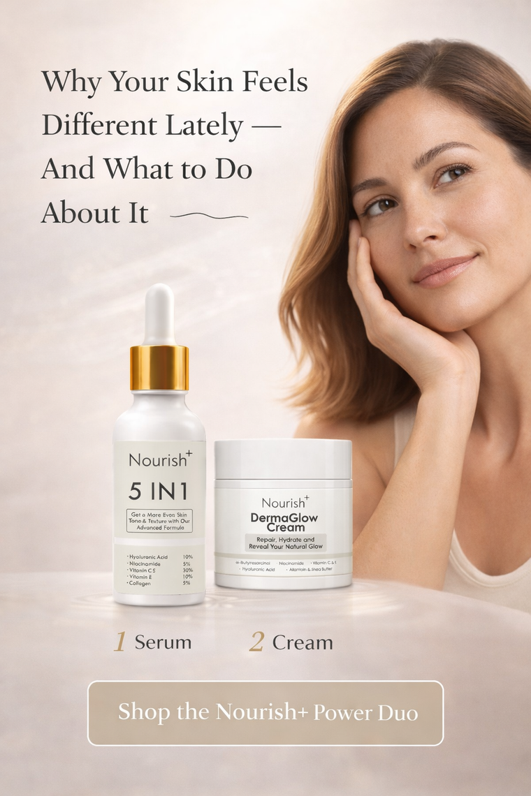 Nourishplus skin routine note for a simple serum and cream routine