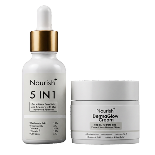 Nourish+ 2-Step Essentials Set with 5 in 1 serum and DermaGlow Cream